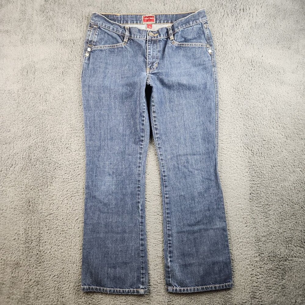 Y2k Boot Cut Flare Leg Jeans Women's 32x30 Low Rise Curvy Fit No Stretch Denim‎